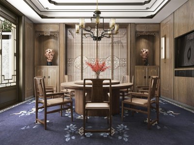 中式餐厅3D模型下载